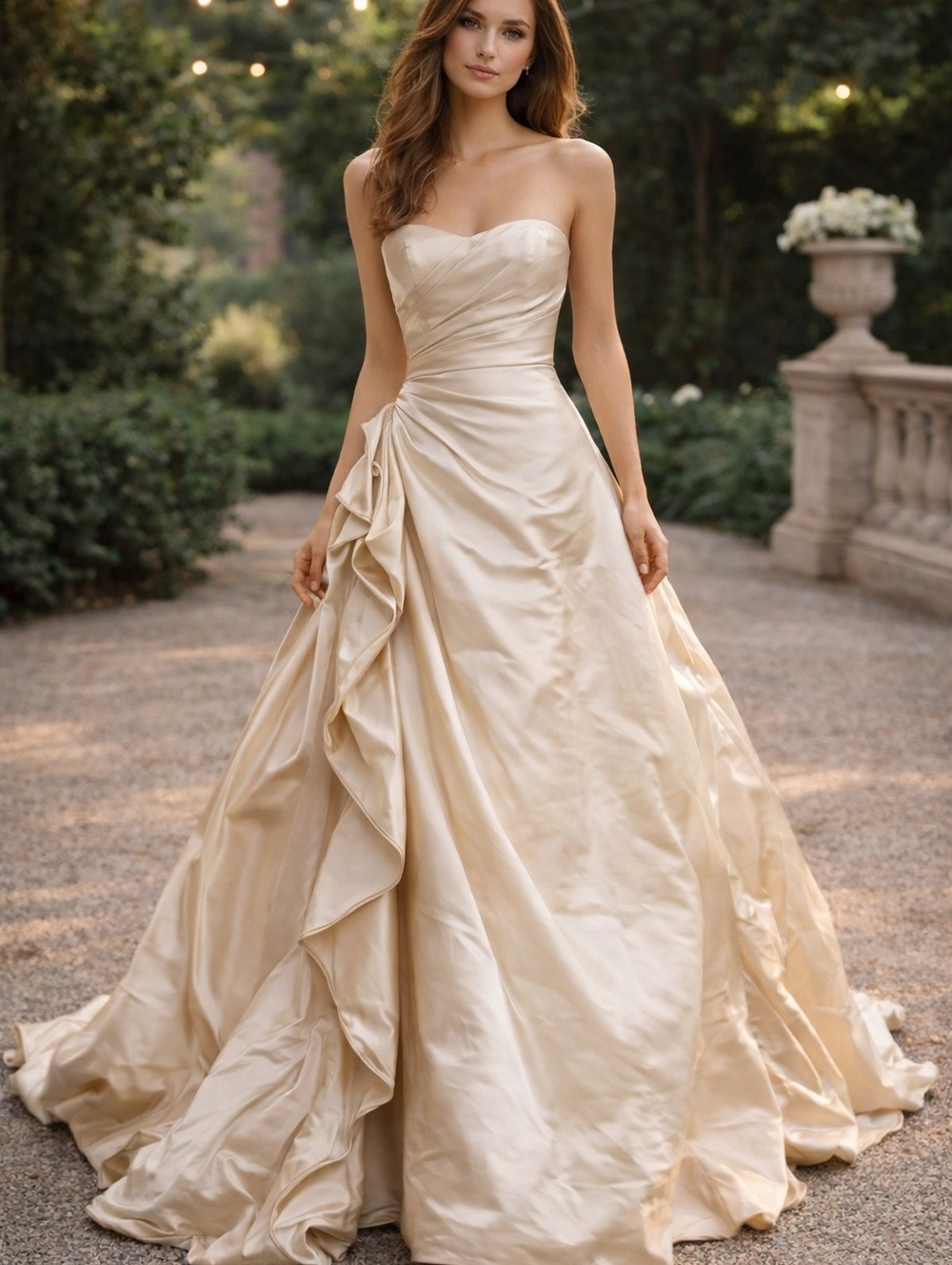 READ * Vera Wang Dutchesse Wedding Dress sz 6 / 8 Ivory Silk strapless Ball gown